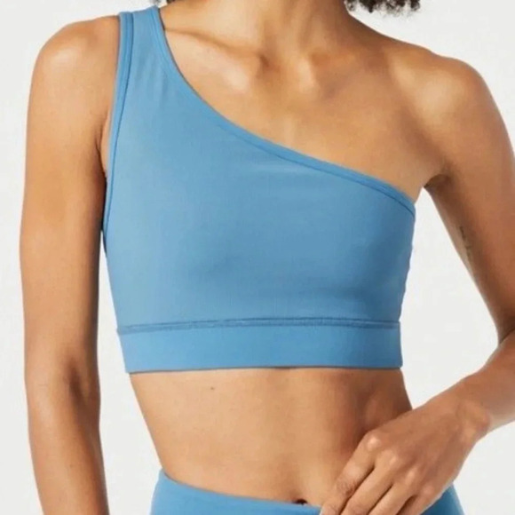 L*Space Active Oceanside One Shoulder Pale Blue Sports Bra Size XL NWOT - Picture 1 of 7